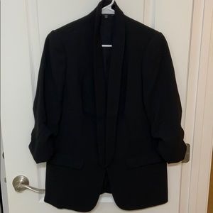Express Ruched Sleeve Boyfriend Blazer